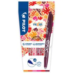 Pilot Roller encre gel effaçable FriXion Ball pointe moyenne 0,7 mm - Pochette de 6 couleurs assorties tons chauds