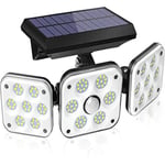 Lampe Solaire Exterieur avec Détecteur de Mouvement IP65 Étanche 138 LED, Projecteur Solaire Extérieur 3 Têtes pour Jardin