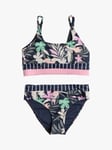 Roxy Kids' Ilacabo Collection Vest Topini Two-Piece Bikini Set, Naval Academy