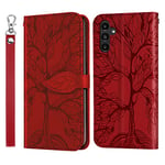 ONETHEFUL Coque Portefeuille Étui Samsung Galaxy A05s Housse Protection Accessoires Case Flip Cover Phone Étuis en Faux Cuir avec Stand pour Samsung Galaxy A05s Rouge