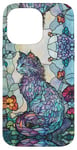 Coque pour iPhone 14 Pro Max Selkirk Rex Cat Curly Hair Stained Art Effect Stain Floral