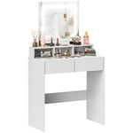 HOMCOM Dressing Table with Mirror, LED Lights, Drawers, for Bedroom, White