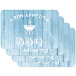 Venilia Set de table imprimé BBQ bois bleuté, Napperon pour salle à manger, Tapis de table à manger, rectangulaire, 4 pièce, 45 x 30cm, 59093