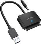 - Câble Adaptateur Sata Vers Usb 3.0 Avec Bloc D'Alimentation Cc 12 V/2 A - Idéal Pour Ssd De 2,5"" Ou 3,5"" Et Disque Dur Usb