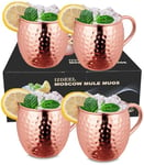 izdeel Verres Moscow Mule Tasses Cuivre Mugs Verres pour Cocktail, Rhum, Boissons Froides, Maison, Bar, Fête, La Saint Valentin Noël Nouvel An Anniversaire Cadeaux, Ensemble (4 Tasses)