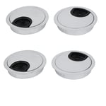 60mm Zinc Alloy Wire Cable Hole Covers Silver Tone 4pcs for Computer Desk Table