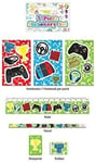 Gamer Stationery Set  5 Piece Ruler Pencil Eraser Notebook & Sharpener