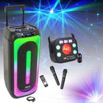 Pack Enceinte Karaoke Autonome USB Bluetooth TWS MS-MAGIC-SOUND1000 1000W 2 Micros - Effet Lumière 5-en-1 Wash UV Laser Strobe Astro