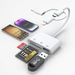 Lecteur De Carte Sd/Micro Sd Pour Iphone,Adaptateur De Carte Sd 6 En 1 Type C Avec Sd/Micro Sd, Lecteur De Carte Mémoire Pour Iphone 16/15, Mac, Ipad Pro Air 2020/2021, Galaxy S21/S22/S23, Xiaomi