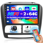 [2GB+64GB] Hikity Android Autoradio pour Fiat Doblo (2010-2015) Opel Combo (2011-2018) avec Carplay sans Fil Android Auto Touchscreen Stereo Bluetooth avec 9‘’ Écran Tactile 2 Din GPS HiFi Mic WiFi