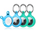 YOSH Porte Clef Airtag, Airtag Porte Clé, Étui Protecteur AirTag [Lot de 4], Support Coque Airtag Protection pour Clés, Sacs, Bagages, Accessoires pour Apple AirTag, Vert & Bleu Clair