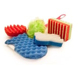 martini SPA - Sponge Starter - Kit composé de 1 gant, 1 brosse, 2 éponges et 1 éponge en filet avec boîte cadeau et carte, 45,5 x 10 x 16 cm, 5 unités - Fabriqué en Italie -