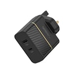 OtterBox UK Chargeur mural 2 ports, 30W, USB-C PD 18W + USB-A 12W, Fast charger pour Smartphone et Tablette, Testé contre les chutes, robuste, ultra durable, Noir