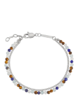 BARTLETT LONDON Tiger's Eye and Lapis Gemstone Double Beaded Bracelet, Silver