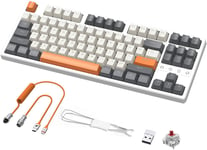 K87 TKL Clavier de Jeu mécanique sans Fil Hot Swap avec câble, Triple Mode 2,4 GHz/Bluetooth 5.0/Filaire, commutateur Rouge 20 rétroéclairage RVB 3000 mAh pour PC Portable