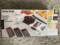 Salter  4-in-1 Mandoline Slicer Grater, Maroon/White New Boxed