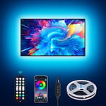 Daymeet TV Led Lights, Led Lights for TV Led Backlight 4M USB TV Led Light Strip for 55-75 inch TV Monitor Behind Lighting RGB Color Changing Led TV Lights with Remote Music Sync APP Control