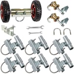 Kit Rail Porte Coulissante Acier -VEVOR-avec Porte-Roues Double 6 Supports Universels Rails 2 Galets Roulement 1 Verrou