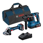 Bosch Kit Combo 2 pièces 18V : GWS 18V-7 + GBH 18V-22 x batterie 4.0Ah, chargeur rapide