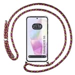 Tumundosmartphone Étui pendentif transparent pour Samsung Galaxy A35 5G avec cordon rose/doré