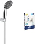 GROHE Vitalio Start 100 & QuickGlue S1 - Wall Holder Hand Shower Set (Rain Spray Hand Shower 10 cm with Water Saving Technology and Anti-Limescale System, Wall Holder, Hose 1.75 m), Chrome, 27944000