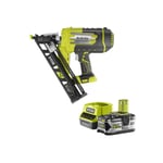 Pack RYOBI Cloueur de finition incliné à air comprimé 18V One+ R15GN18-0 - 1 Batterie 5.0Ah - 1 Chargeur rapide RC18120-150