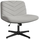 Yaheetech Chaise de Bureau Ergonomique, Fauteuil Pivotant en Tissu Lin avec Large Assise sans roulettes, Réglable en Hauteur, pour Bureau Chambre Gris Clair