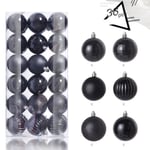 36ST Christmas Ball Ornaments Set Julgranshänge SVART Black