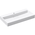 doporro Lavabo Suspendu avec Bonde Vasque à Poser Blanc Mat 90x46x11cm Lave Mains Rectangulaire avec Perçage de Robinet Colossum19