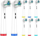 Perfekto24 Replacement Toothbrush Heads Compatible with Oral B Toothbrushes (Pack of 8) - Toothbrush Attachments for an Outstanding Toothbrush Experience - Fits Oral B Precision Clean Models