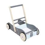 roba Trotteur Bébé miffy® en Bois - avec Frein - Chariot de Marche à Vitesse Réglable - Hauteur Poignée 45 cm - Supporte 15 kg - Gris / Bleu Clair