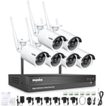 Sannce - 8CH Kit de Vidéosurveillance sans fil nvr avec 3MP 6 Caméras Vision Nocturne,Enregistrement 24/7 Caméra de Surveillance Interieur Exterieur