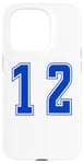 Coque pour iPhone 15 Pro Bleu Royal Numéro 12 Équipe Junior Sports Uniforme Numéroté