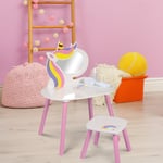 Childrens Modern Dressing Table Vanity Set Bedroom Makeup Desk Stool Mirror PINK