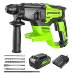 Greenworks 24V Lithium - ion Brushless SDS 2J Heavy Duty Marteau Perforateur Sans Fil Pour Béton 4 Modes de Vitesse Variable Batterie 4Ah et Chargeur Inclus Exclusivité Amazon