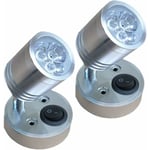 GROOFOO 2PCS 12V Cylindrique LED Spot Lampe de Lecture Interrupteur Réglable Lumière Chaude pour Camping Car Van Bateau Led Lumière Intérieure Sliver