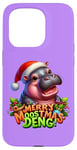 Coque pour iPhone 15 Pro Adorable bébé hippopotame Moo Deng Merry Moostmas Christmas Cheer