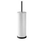 Round Toilet Brush Bathroom Cleaning Scrubber Closed Tower Holder 9cm Matt White