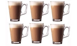 Latte Glass 240ml for Tea Cappuccino Glasses Tassimo Costa Coffee Cups Mugs x6