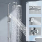 Shower Kit Twin Head 2 Mixer Shower Heads Rail Hose Riser Square Bathroom Set