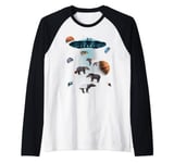 Galaxy Tapir Space UFO Alien Stars Animal Malayan tapirs Raglan Baseball Tee