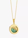 Rachel Jackson London Personalised Small Deco Sun Birthstone Amulet Necklace, Gold