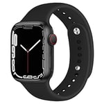 Compatible pour Apple Watch Band 49mm 45mm 44mm 42mm Bracelet Souple en Silicone pour iWatch Ultra Series 8 7 6 SE 5 4 3 2 1 Bracelets Femmes Hommes, Noir, 42/44/45/49mm（Breveté）