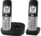 PANASONIC KX-TGU432EB Cordless Phone - Twin Handsets, Silver & Black, Black,Silver/Grey