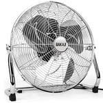 Bakaji 2832389 Ventilateur de sol en métal avec pales de 45 cm en aluminium inclinables et moteur à 3 vitesses, puissance 90 W