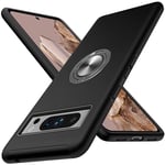 AIOVETEAB Coque pour Google Pixel 8 Pro, Heavy Duty Antichoc Anti-Rayures Bumper Housse Etui avec 360° Anneau Support pour Google Pixel 8 Pro, Noir