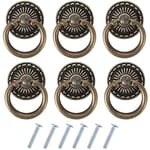 Ccykxa - 6PCS Poignee de Meuble Vintage Poignées de Tiroir Antique Poignée de Porte en Bronze pour Meuble Armoire Commode Porte Placard