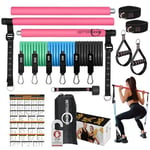 Kit de Barre de Pilates améliorée – Équipement d'exercice réglable de 99 cm pour Hommes et Femmes avec Bandes de résistance de 15,2 x 50,8 cm, 76,2 kg, 18,1 kg avec Boucle de réglage – Équipement de