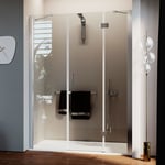 Porte de douche pivotante h 190 verre transparent avec easy-clean mod. Flip porte + fixe 100 cm