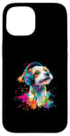 iPhone 15 Artistic Colorful Jack Russell Terrier Headphones Dog Jacky Case